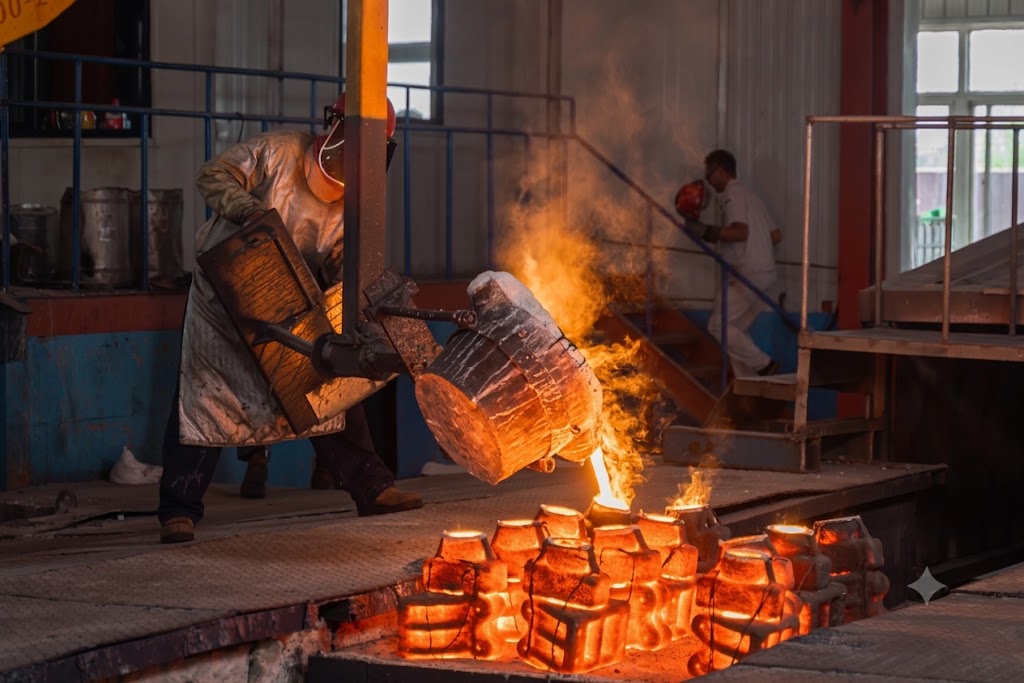 Molten metal casting process for custom metal parts