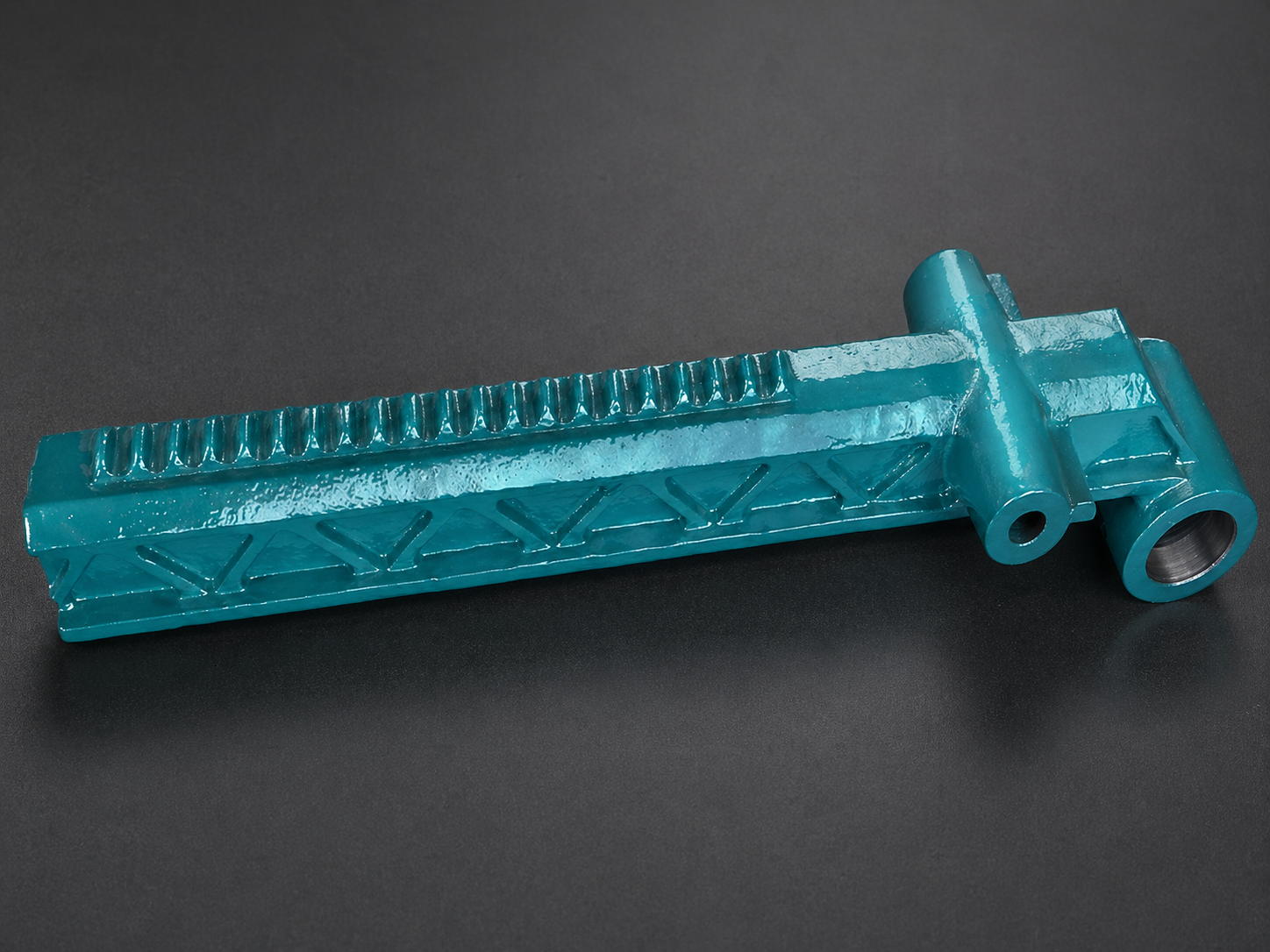 Finish and surface treatment support for industrial metal parts