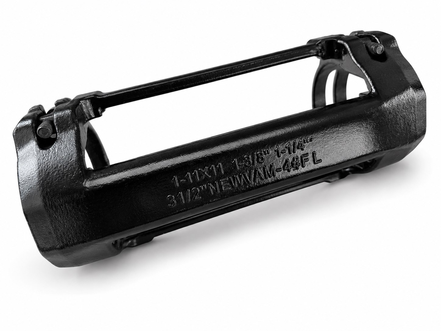 Black oilfield cable protector with raised part marking