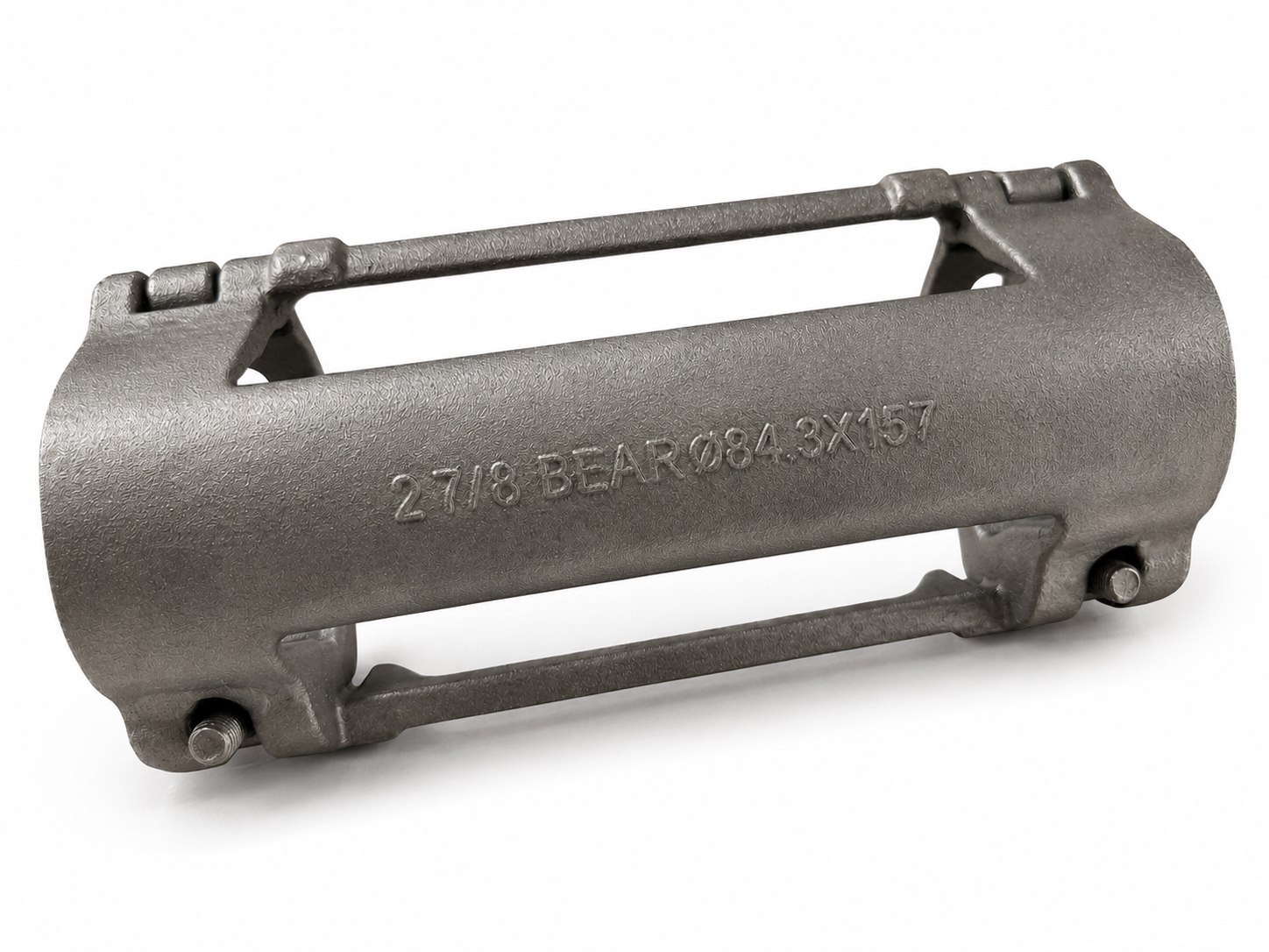Silver oilfield cable protector with bearing size marking