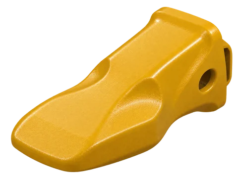 AI illustration of a yellow-painted heavy-duty loader bucket tooth