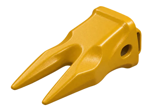 AI illustration of a yellow-painted twin tiger bucket tooth