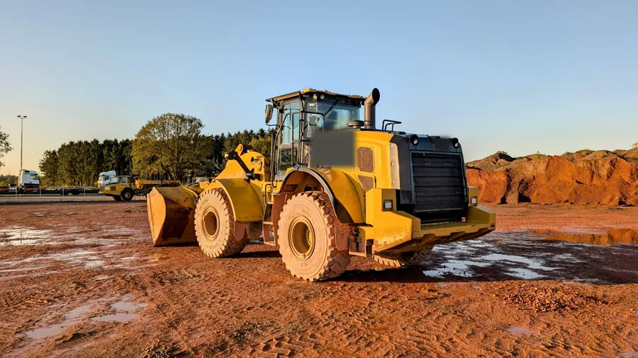 Wheel loader operating at a construction site