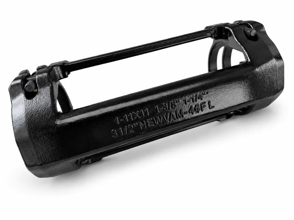 Black oilfield cable protector with raised part marking