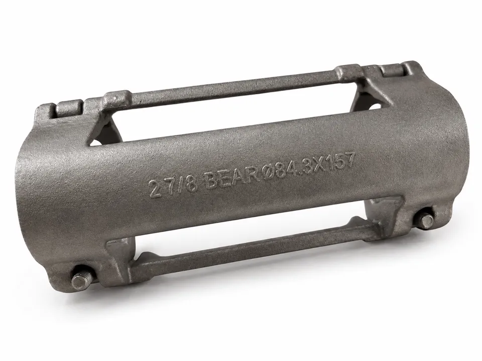 Silver oilfield cable protector with bearing size marking