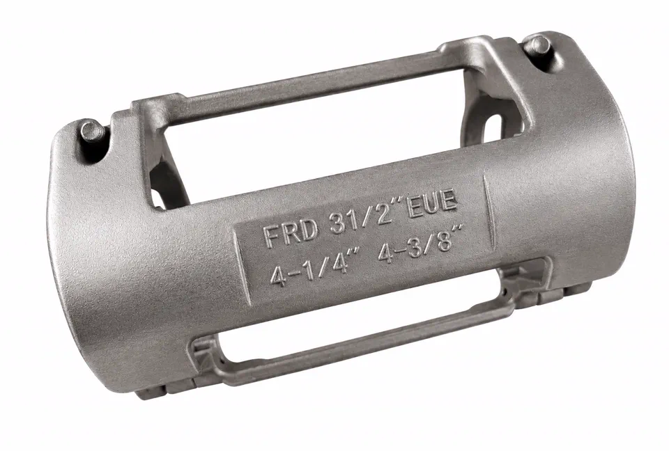 Silver oilfield cable protector body with raised marking