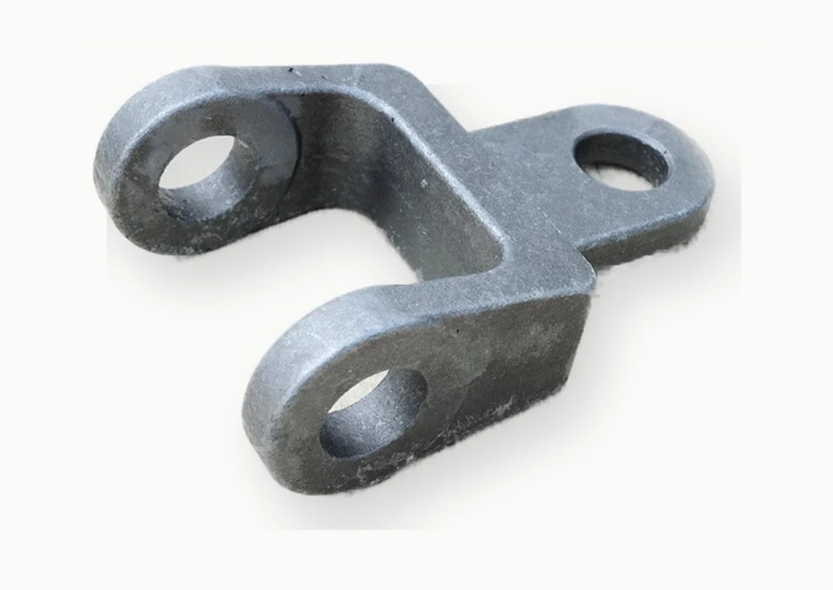 Power line hardware clevis-style sample on white background