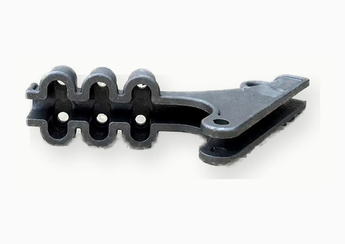 Power line hardware casting sample on white background