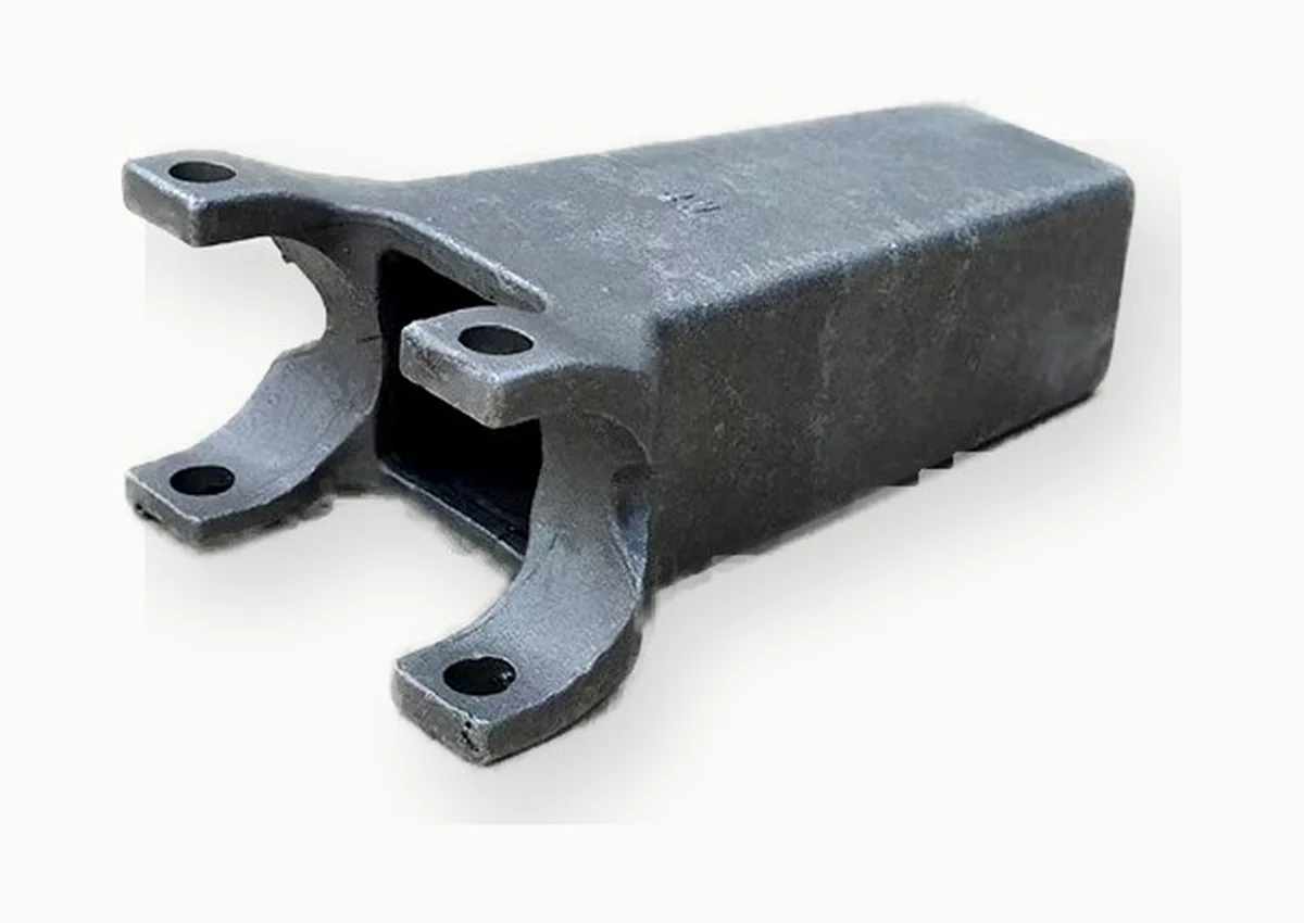 Galvanized utility hardware casting sample on white background